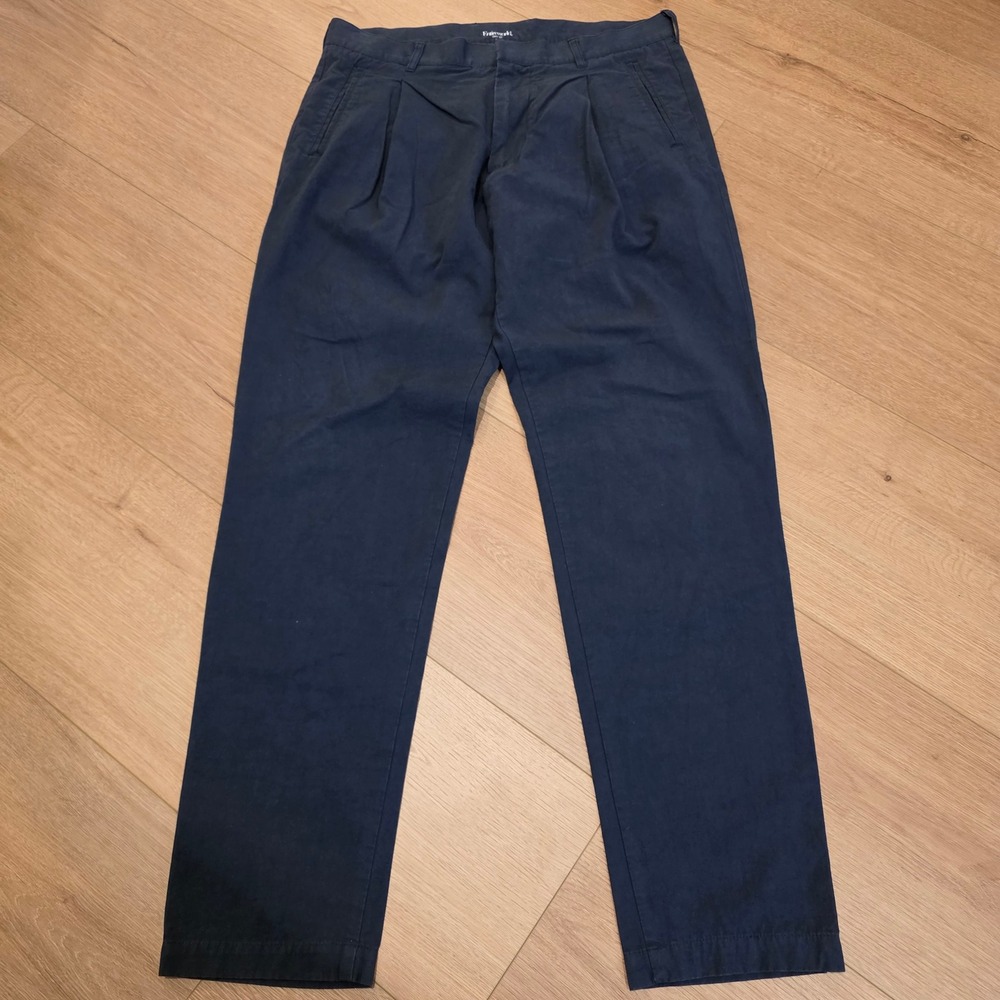 Entireworld Men Navy Blue Pleated Trousers Type B Version 2 Cotton Pants Size 33